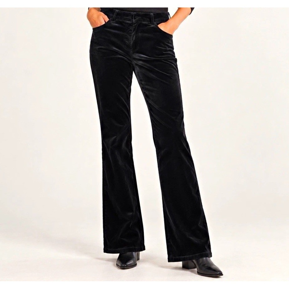 Eileen Fisher Black Velvet Bootcut Pants XS Full Length Dress Trousers